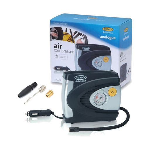 New Ring Rac610 12V Analogue Air Compressor Wheel Tyre Inflator Pump Psi & Bar - UK Camping And Leisure