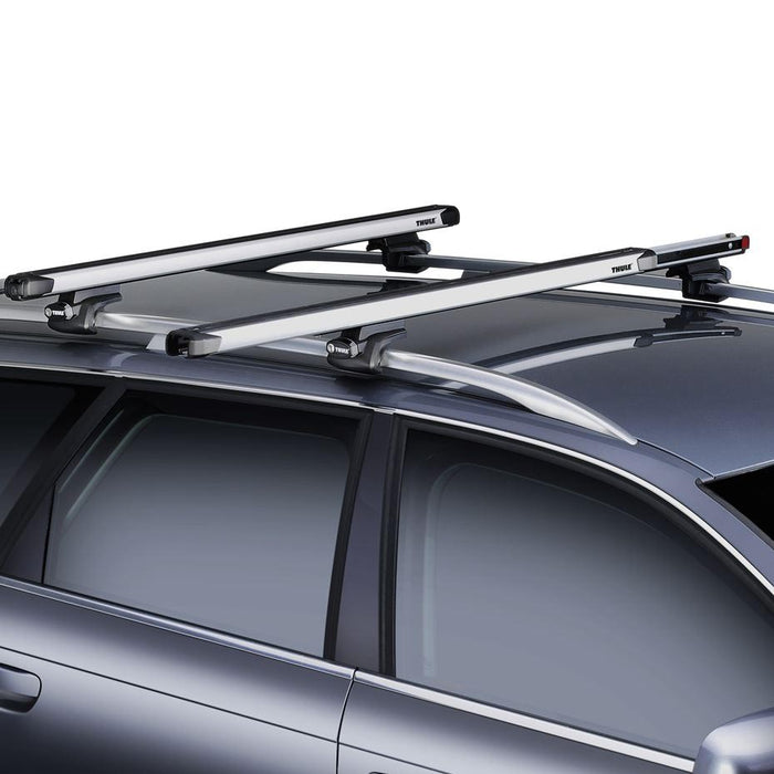Thule SlideBar Evo Roof Bars Aluminum fits Tata Indigo 2004- 5 doors with Raised Rails image 3