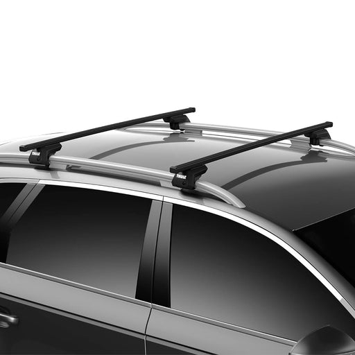 Thule SquareBar Evo Roof Bars Black fits Subaru XV SUV 2017-2022 5-dr with Raised Rails image 2