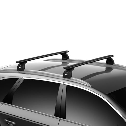Thule WingBar Evo Roof Bars Black fits Subaru Outback 2020- 5 doors with factory installed crossbar and flush rail foot image 2