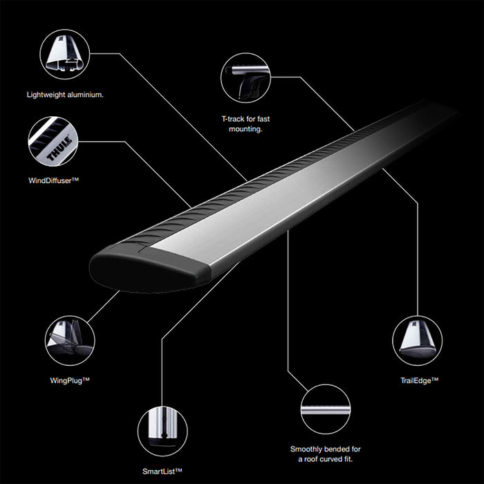 Thule WingBar Evo Roof Bars Black fits Hyundai Sonata Sedan 2015-2020 4-dr with Normal Roof image 10