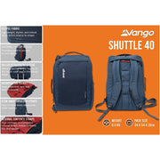 Vango Shuttle 40 Lite Rucksack 40L Moonlit Ocean Vango - Bars 4 Cars