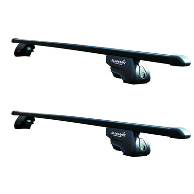 Summit SUP-815 Premium Railing Roof Bar for Cars with Raised Running Rails, Black Steel, Set of 2