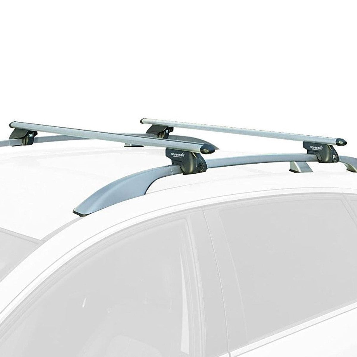 Summit SUP-930 Premium Railing Roof Bar for Cars with Raised Running Rails, Aluminium, Set of 2 - Summit Shop