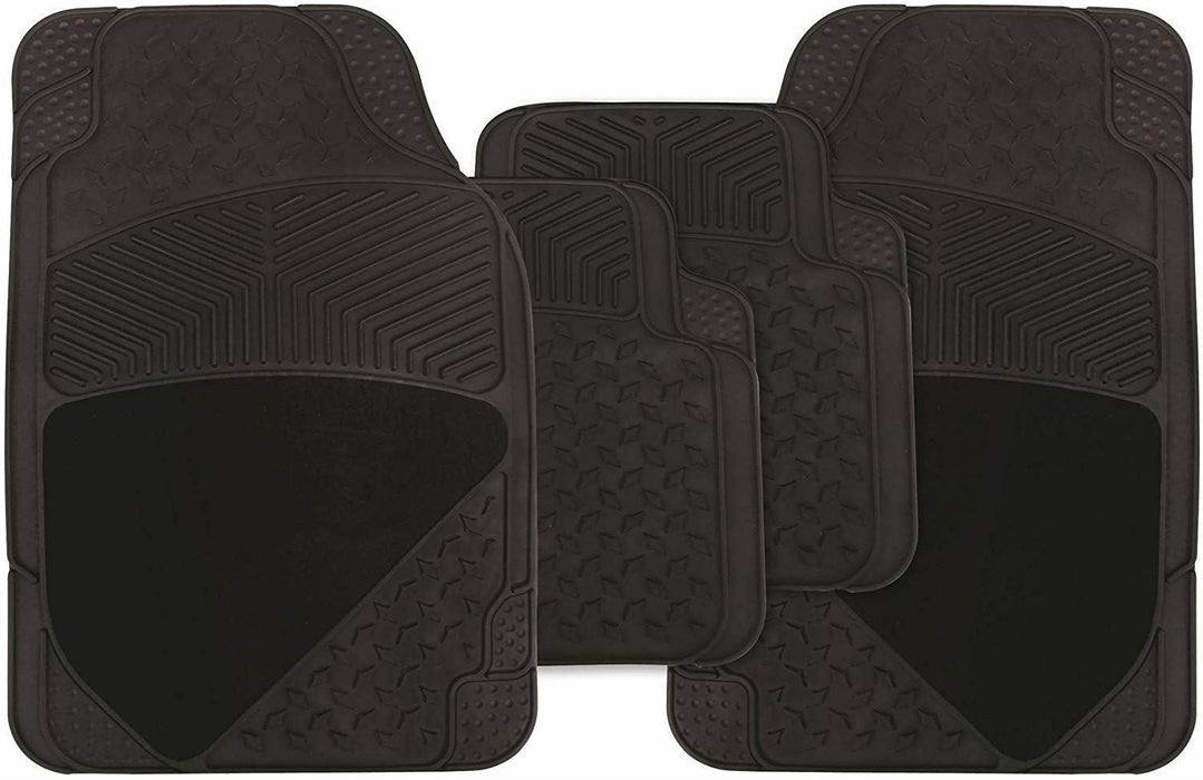 Heavy Duty Rubber & Carpet Car Floor Mats Set Universal Fit UKB4C - Bars 4 Cars