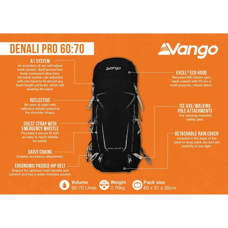 Vango Denali Pro Black Rucksack Backpack Vango - Bars 4 Cars
