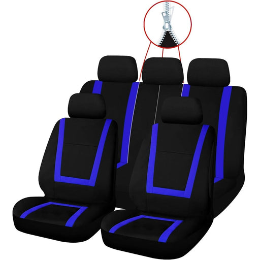 Sakura Greenwich Blue and Black Full Front Rear Seat Covers Set Sakura - Bars 4 Cars