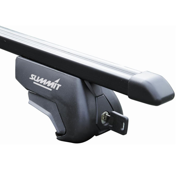 Summit SUP-830 Premium Railing Roof Bar for Cars with Raised Running Rails, Black Steel, Set of 2