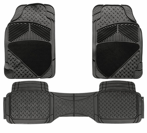 3 Piece Universal Fit Heavy Duty Black Rubber Car Non-Slip Floor Mats SUV 4x4 UKB4C - Bars 4 Cars