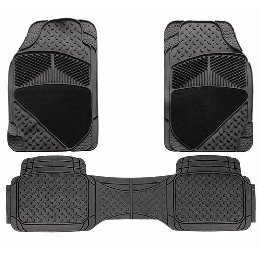 3 Piece Universal Fit Heavy Duty Black Rubber Car Non-Slip Floor Mats SUV 4x4 UKB4C - Bars 4 Cars