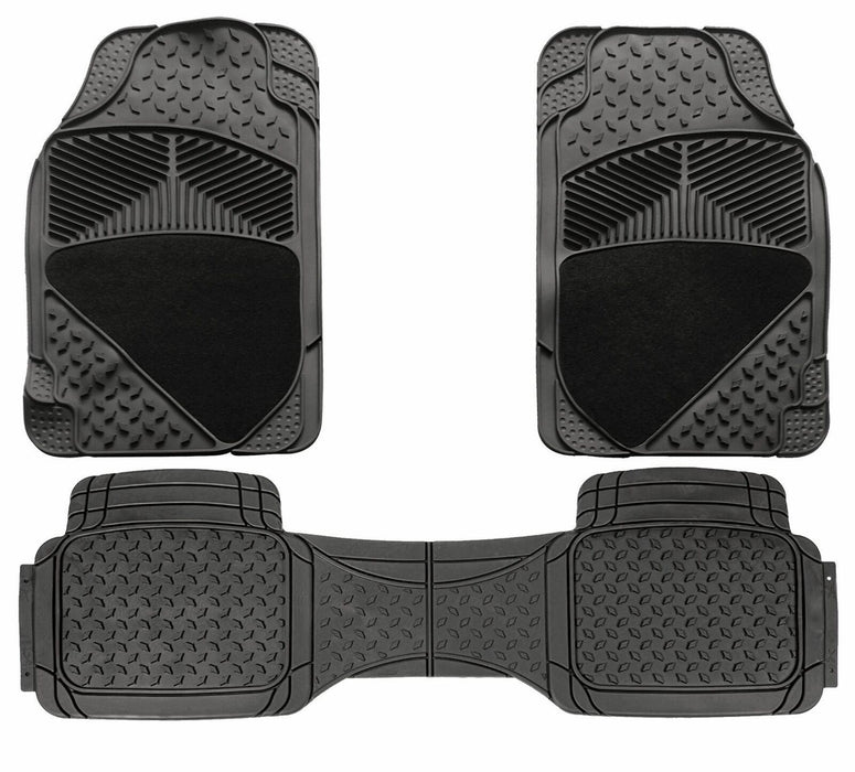 3 Piece Universal Fit Heavy Duty Black Rubber Car Non-Slip Floor Mats SUV 4x4 UKB4C - Bars 4 Cars