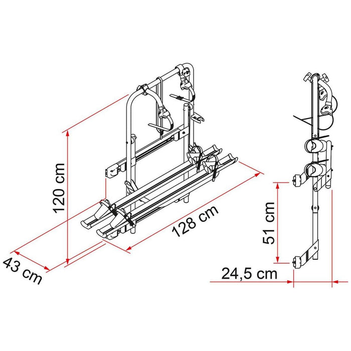 Fiamma Carry Bike 200DJ Fiat Ducato Pre 06 2 Bike Cycle Carrier Fiamma - Bars 4 Cars