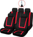 Sakura Greenwich Red and Black Full Front Rear Seat Covers Set Sakura - Bars 4 Cars
