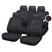 Sakura Seat Covers Checks Full Set includes Head Rest, Black/ White Sakura - Bars 4 Cars