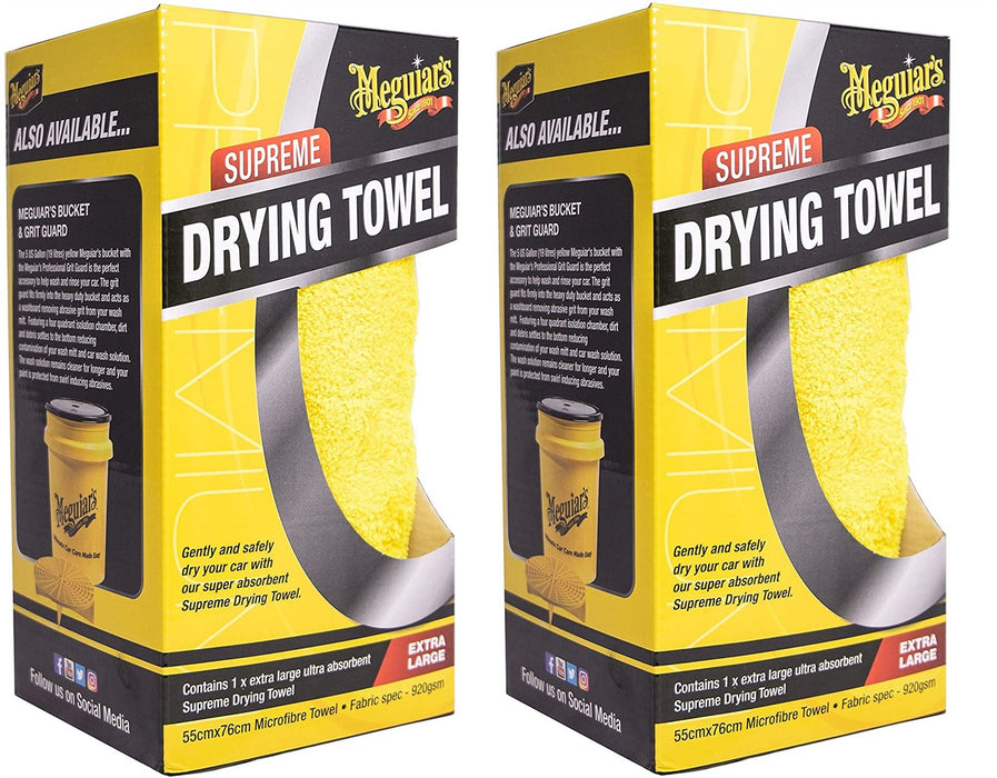 2x Meguiar's X1802EU Supreme Drying Towel Extra Large Meguire's - Bars 4 Cars