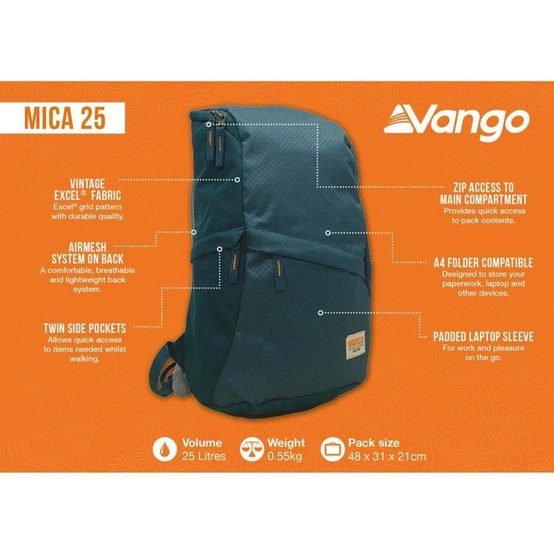 Vango Mica 25 Rucksack 25L Deep Lagoon Vango - Bars 4 Cars