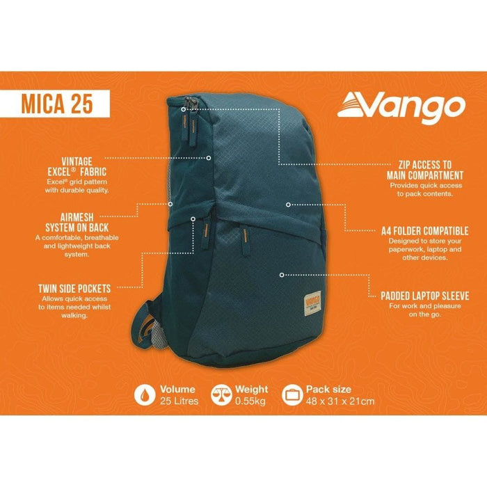 Vango Mica 25 Rucksack 25L Deep Lagoon Vango - Bars 4 Cars