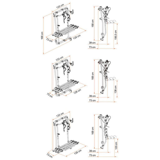 Fiamma Carry-Bike Frame Crafter 3 Bikes Deep Black Fiamma - Bars 4 Cars