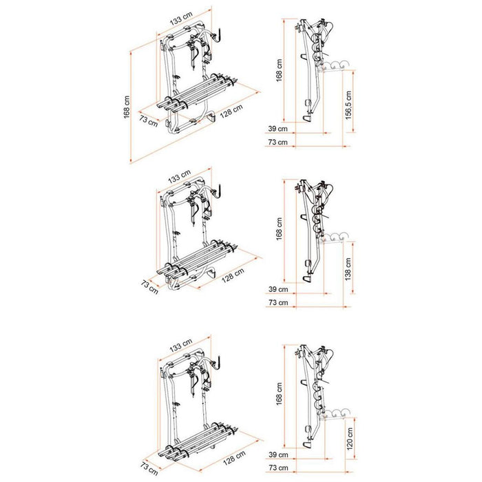 Fiamma Carry-Bike Frame Crafter 3 Bikes Deep Black Fiamma - Bars 4 Cars
