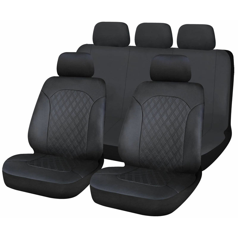 Sakura Leatherette Front & Rear Car Van Seat Covers with Quilted pattern Sakura - Bars 4 Cars