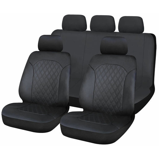 Sakura Leatherette Front & Rear Car Van Seat Covers with Quilted pattern Sakura - Bars 4 Cars
