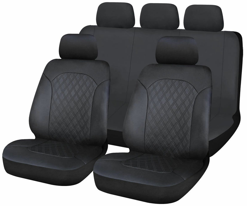 Sakura Leatherette Front & Rear Car Van Seat Covers with Quilted pattern Sakura - Bars 4 Cars