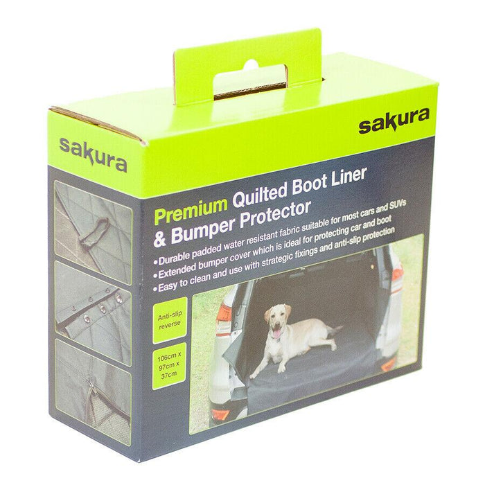 Premium Quilted Water Resistant Car Boot Liner & Bumper Protector Dog Pet Sakura - Bars 4 Cars