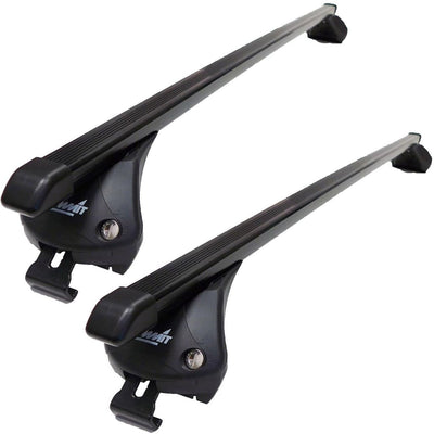 Summit SUP-865 Premium Integrated Railing Bar for Cars with Running Rails, Black Steel, Set of 2