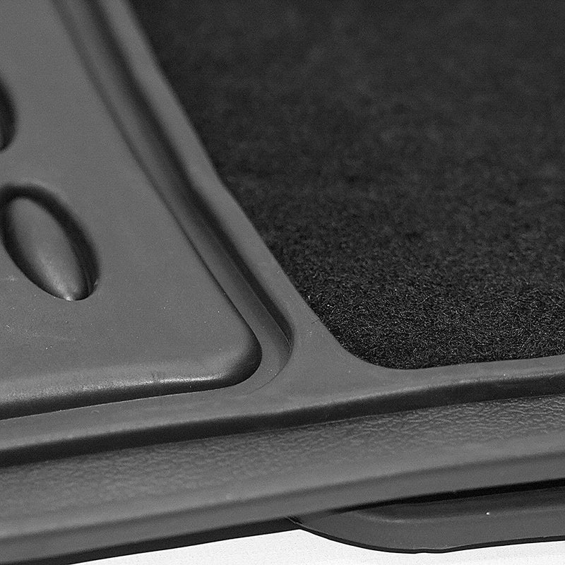 4 PCS Car Mats Rubber & Carpet Black Universal Fit Heavy Duty Non Slip Sakura - Bars 4 Cars