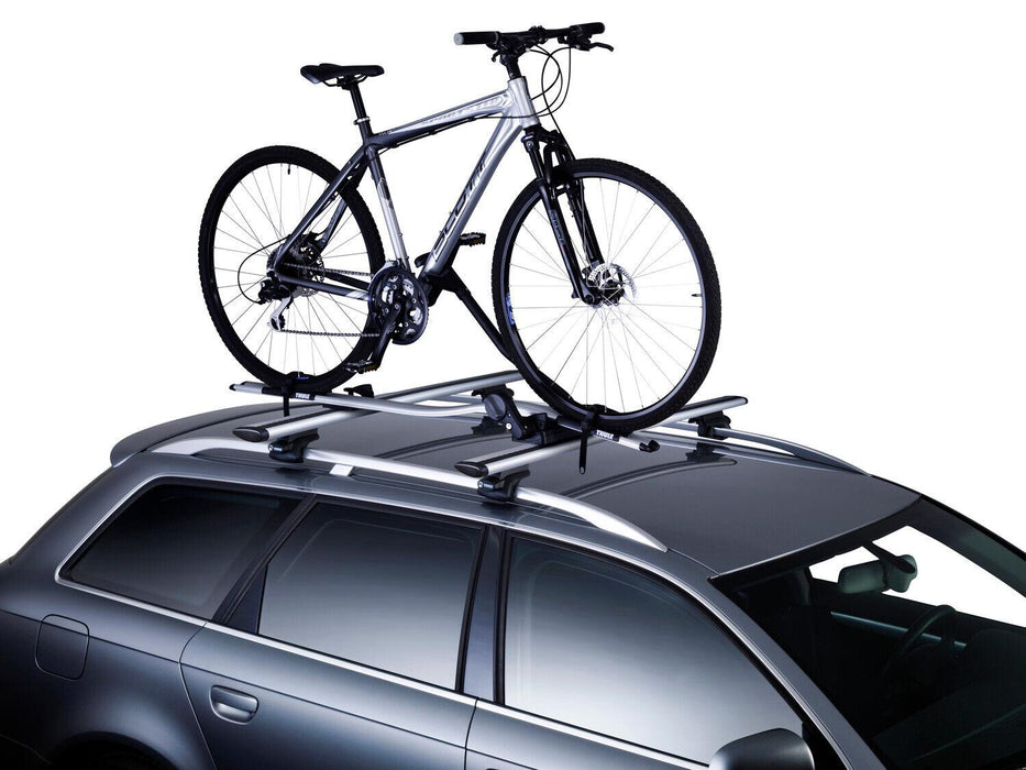 2x Thule ProRide 591 Bike Carrier Rack Roof Bar Mounted Aluminium
