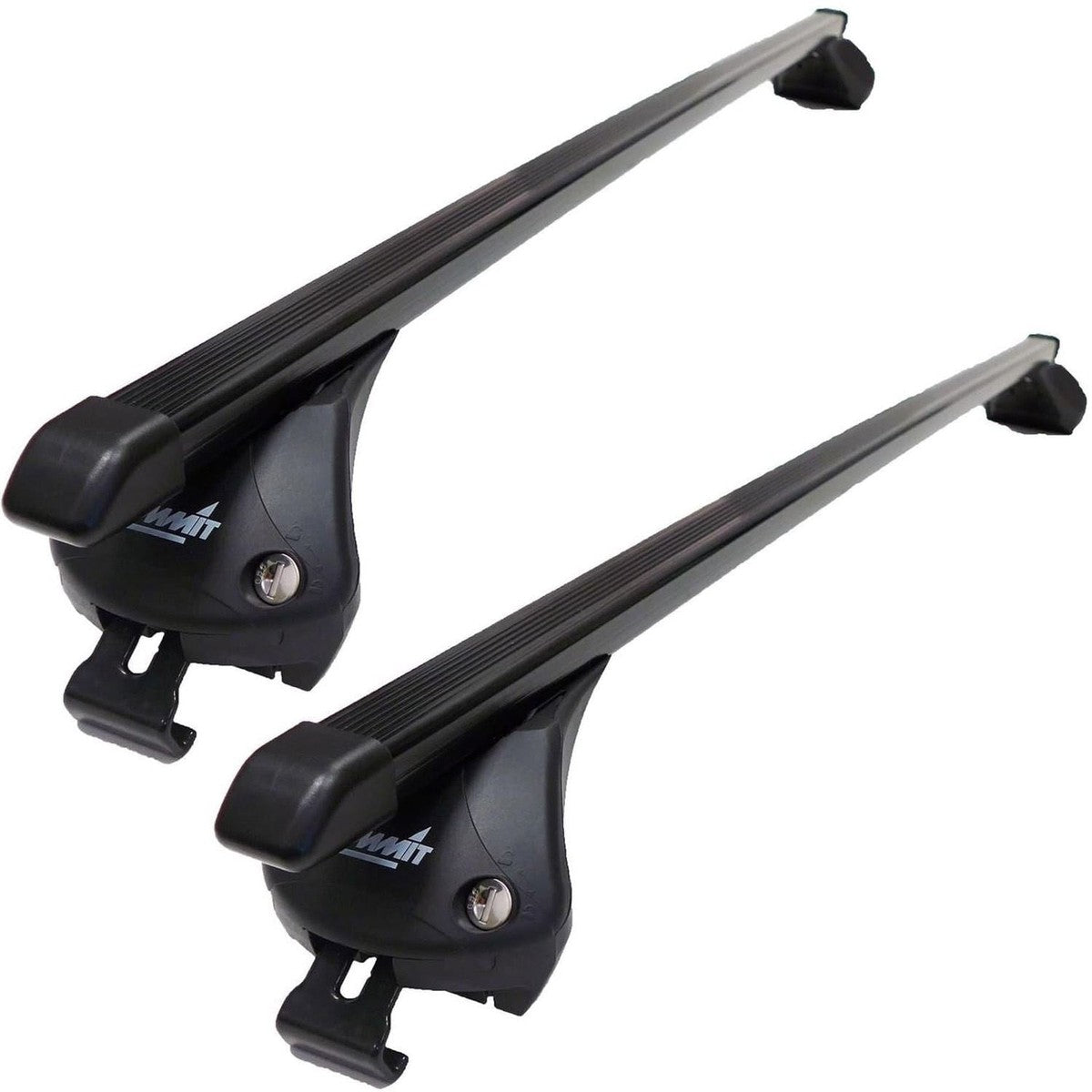Summit SUP-857D Premium Integrated Railing Bar for Cars with Running Rails, Black Steel, Set of 2 - Summit Shop