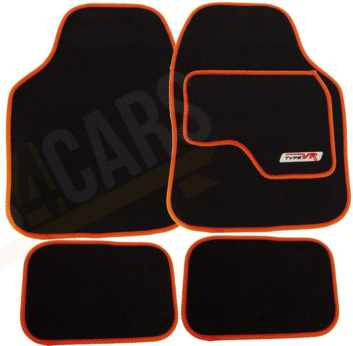 Sakura VR Orange Embroidered Edging Car Mat Set (Front & Rear) Universal Sakura - Bars 4 Cars