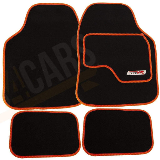 Sakura VR Orange Embroidered Edging Car Mat Set (Front & Rear) Universal Sakura - Bars 4 Cars