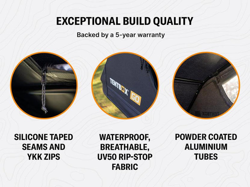 TentBox GO 2 Persone Lightweight Roof Tent 4 Season TENTBOX - Bars 4 Cars