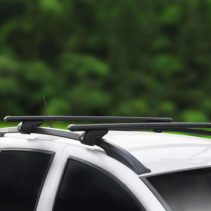 Roof Bars Rack Aluminium Black fits Vauxhall Zafira Life 2019- For Raised Rails Summit - Bars 4 Cars