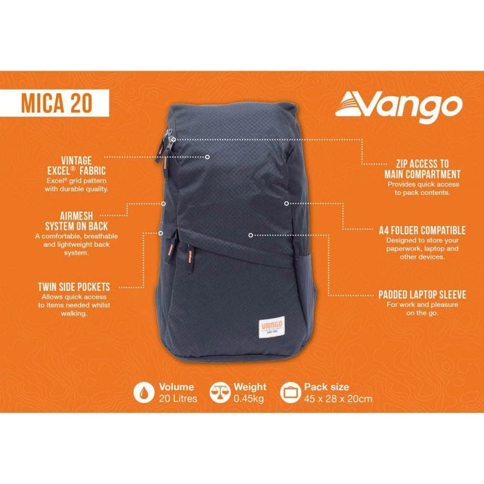 Vango Mica 20 Rucksack 20L Black Vango - Bars 4 Cars