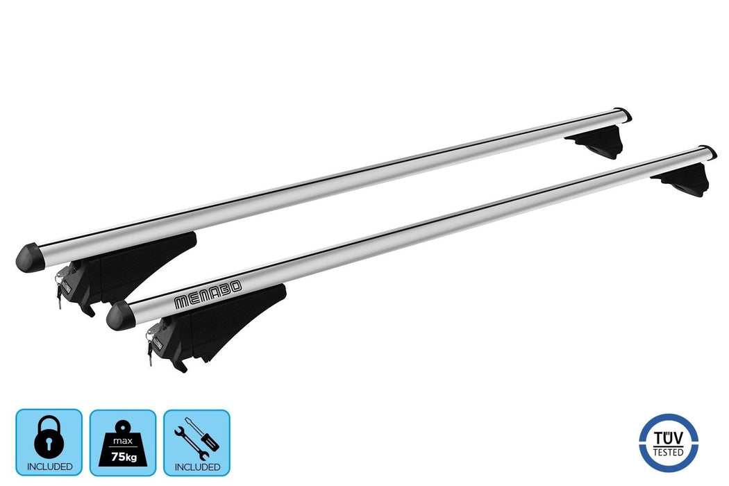 Menabo Tiger Silver Roof Bars fits Vauxhall Zafira C 2011-2018 MPV 5D w Flush Rails Menabo - Bars 4 Cars
