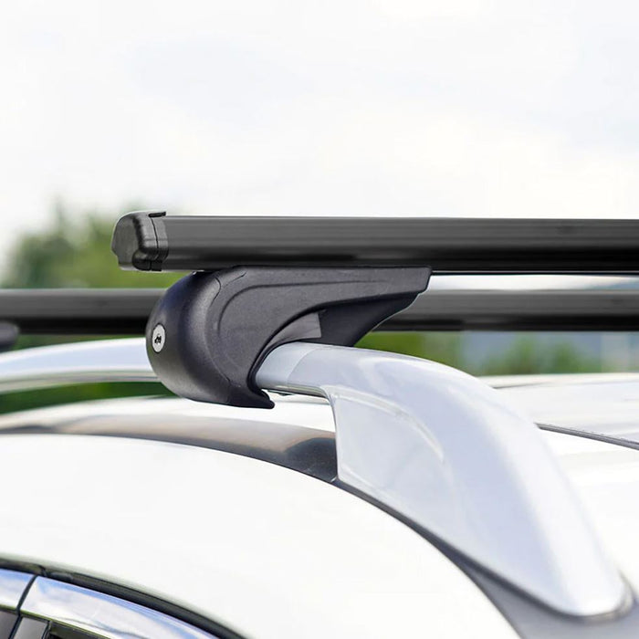 Roof Bars Rack Aluminium Black fits Ford Courier 2014- For Raised Rails