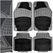4 PCS Car Mats Rubber & Carpet Black Universal Fit Heavy Duty Non Slip Sakura - Bars 4 Cars