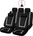 Sakura Greenwich Grey and Black Full Front Rear Seat Covers Set Sakura - Bars 4 Cars