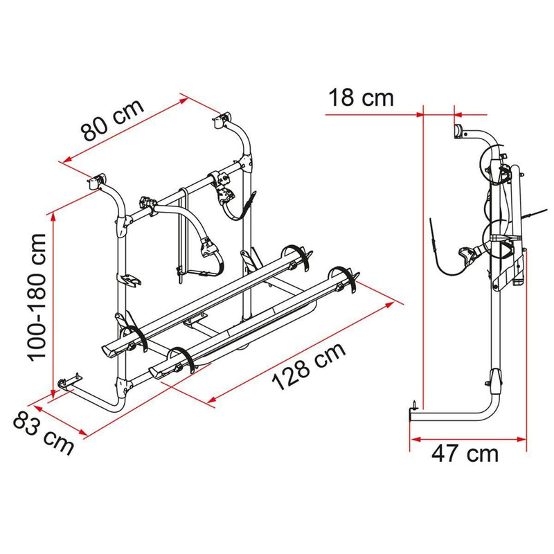 CARRY-BIKE CARAVAN UNIVERSAL 2 Bike Carrier 35 kg Caravan / Motorhome Fiamma - Bars 4 Cars