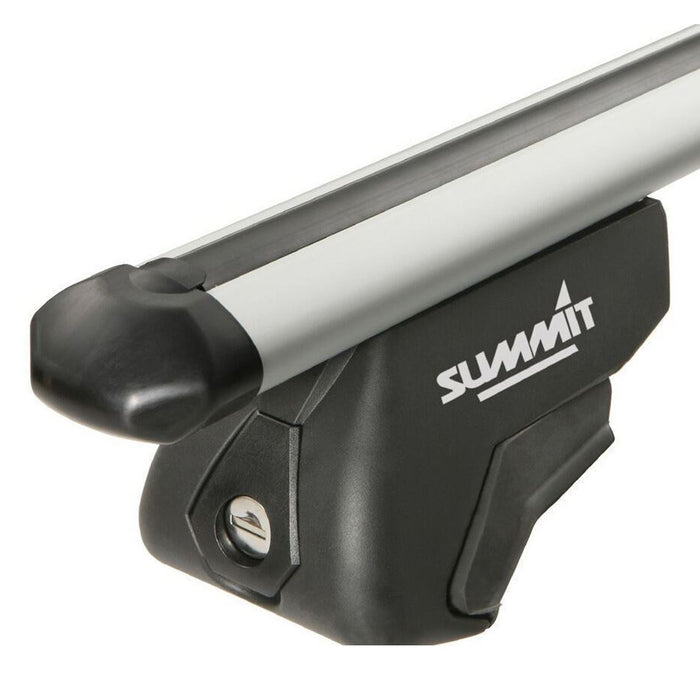 Summit SUP-915 Premium Railing Roof Bar for Cars with Raised Running Rails, Aluminium, Set of 2, Silver
