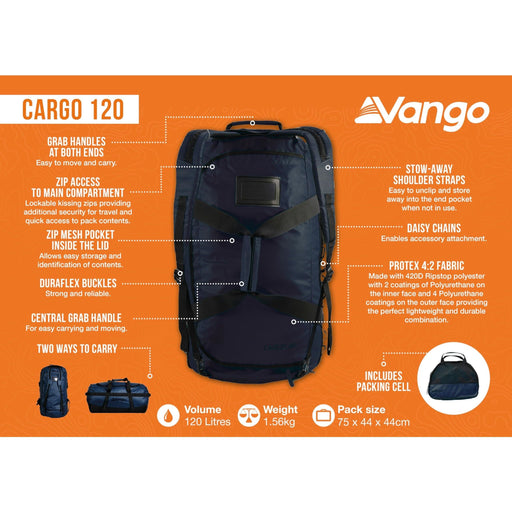 Vango Cargo 120 Rucksack Moonlit Ocean (Blue) Vango - Bars 4 Cars