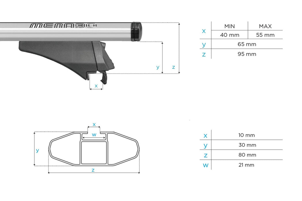 Menabo Leopard Black Roof Bars fits Audi A3 Sportback 8V 2012-2020 Hatch 5D w Flush Rails Menabo - Bars 4 Cars