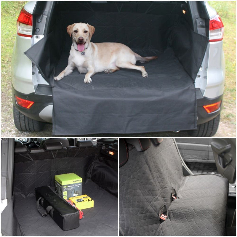 Padded Quilted Rear Car Seat Cover & Boot Liner Dog Pet Universal Fit UKB4C - Bars 4 Cars