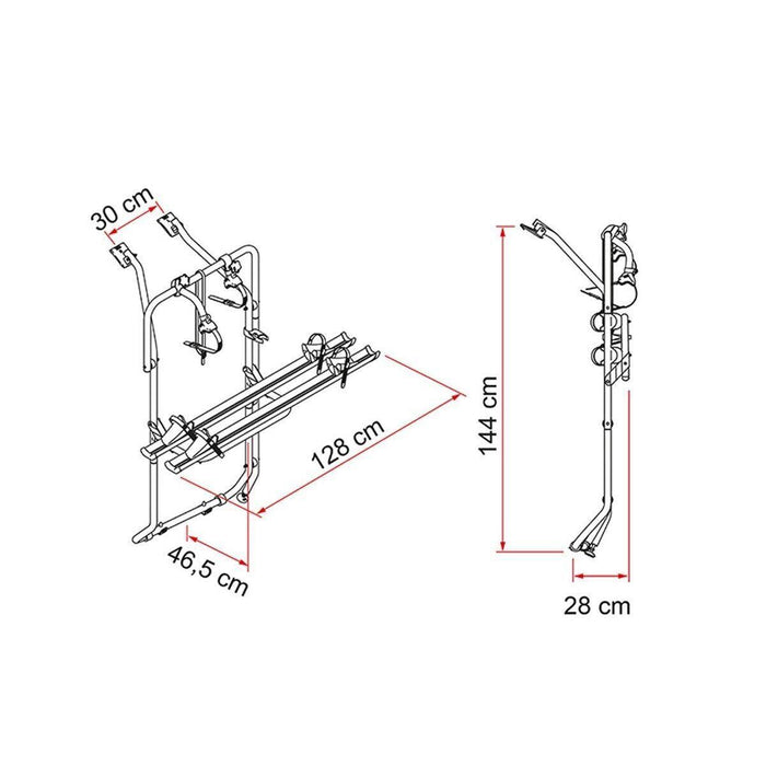 Fiamma Carry-Bike 2 x Bike Carrier for VW T6 Campervan Aluminium Fiamma - Bars 4 Cars