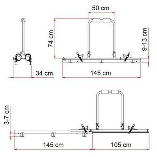 Fiamma Carry Bike Garage Slide Pro 2 Cycle Carrier Fiamma - Bars 4 Cars