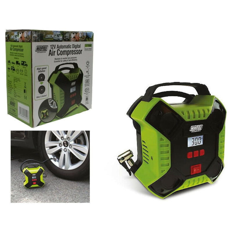 Maypole MP7950 12v Automatic Digital Car Bike Tyre Air Compressor Inflator Pump Maypole - UK Camping And Leisure