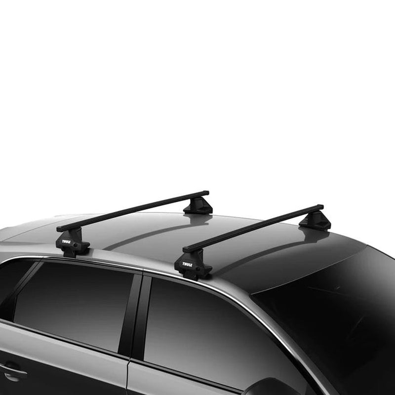 Thule SquareBar Evo Roof Bars full kit 712400 710500 145058 installed on vehicle