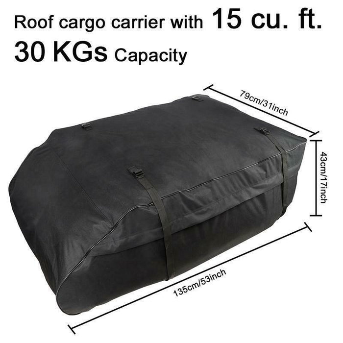458 Litre Large Car Cargo Travel Rain Proof Roof Top Bag Storage Carrier Box Streetwize - Bars 4 Cars